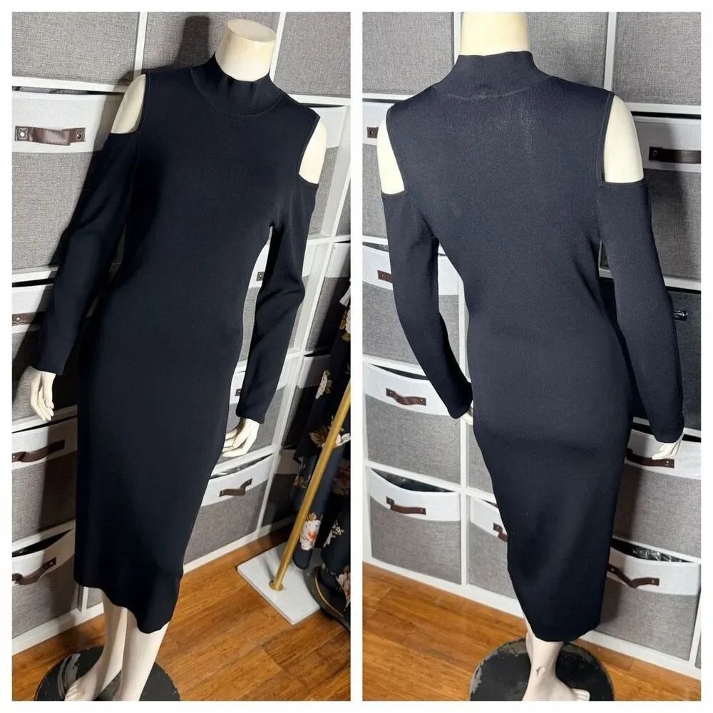 Laundry by Shelli Segal Cold Shoulder Knit Midi Dress Size Medium